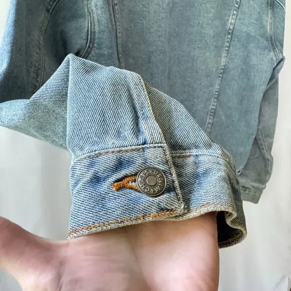 Vintage Chaps Blue Jean Denim Jacket Mens M 100% Cotton Y2K Grunge Streetwear - Picture 12 of 13